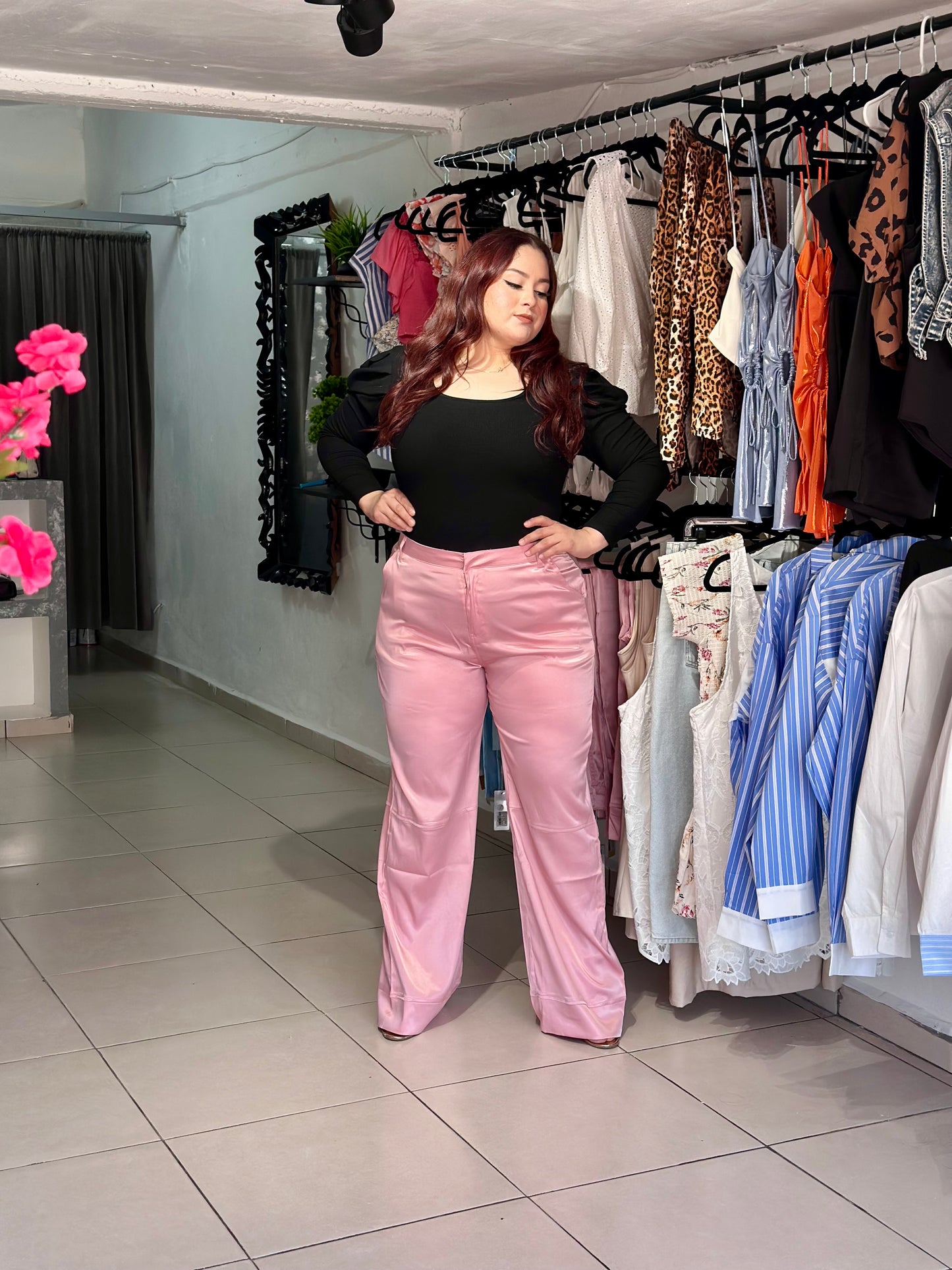 Pantalón seda Rosa