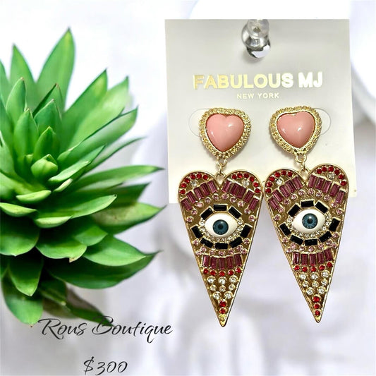 ARETES DE OJITOS ROSA